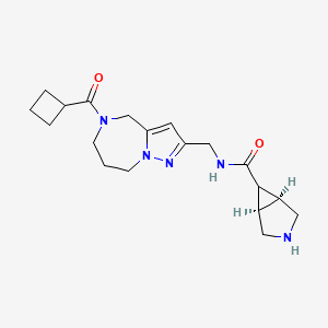 molecular formula C19H27N5O2 B5586901 rel-(1R,5S,6r)-N-{[5-(cyclobutylcarbonyl)-5,6,7,8-tetrahydro-4H-pyrazolo[1,5-a][1,4]diazepin-2-yl]methyl}-3-azabicyclo[3.1.0]hexane-6-carboxamide hydrochloride 