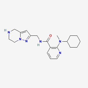 molecular formula C20H28N6O B5586952 2-[cyclohexyl(methyl)amino]-N-(4,5,6,7-tetrahydropyrazolo[1,5-a]pyrazin-2-ylmethyl)nicotinamide dihydrochloride 