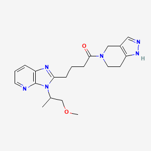 molecular formula C20H26N6O2 B5586965 5-{4-[3-(2-methoxy-1-methylethyl)-3H-imidazo[4,5-b]pyridin-2-yl]butanoyl}-4,5,6,7-tetrahydro-2H-pyrazolo[4,3-c]pyridine 