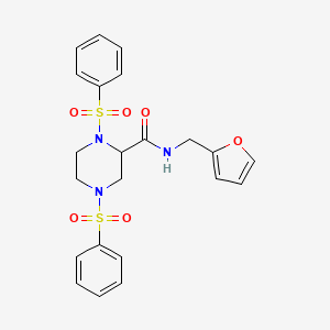 molecular formula C22H23N3O6S2 B5586997 N-(2-furylmethyl)-1,4-bis(phenylsulfonyl)-2-piperazinecarboxamide 