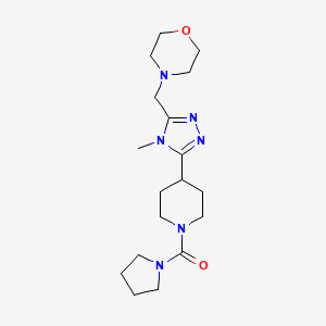 molecular formula C18H30N6O2 B5586999 4-({4-methyl-5-[1-(pyrrolidin-1-ylcarbonyl)piperidin-4-yl]-4H-1,2,4-triazol-3-yl}methyl)morpholine 