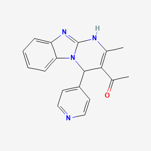 molecular formula C18H16N4O B5587022 1-[2-methyl-4-(4-pyridinyl)-1,4-dihydropyrimido[1,2-a]benzimidazol-3-yl]ethanone 