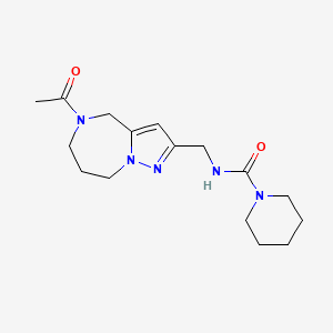molecular formula C16H25N5O2 B5587042 N-[(5-acetyl-5,6,7,8-tetrahydro-4H-pyrazolo[1,5-a][1,4]diazepin-2-yl)methyl]piperidine-1-carboxamide 