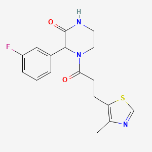 molecular formula C17H18FN3O2S B5587062 3-(3-fluorophenyl)-4-[3-(4-methyl-1,3-thiazol-5-yl)propanoyl]-2-piperazinone 