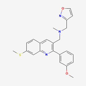 molecular formula C23H23N3O2S B5587108 (3-isoxazolylmethyl){[2-(3-methoxyphenyl)-7-(methylthio)-3-quinolinyl]methyl}methylamine 