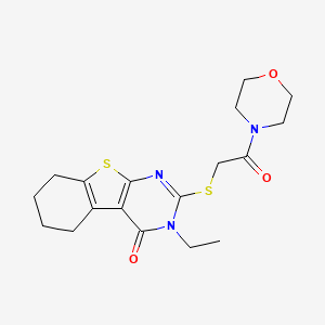 molecular formula C18H23N3O3S2 B5587117 3-ethyl-2-{[2-(4-morpholinyl)-2-oxoethyl]thio}-5,6,7,8-tetrahydro[1]benzothieno[2,3-d]pyrimidin-4(3H)-one 
