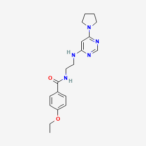 molecular formula C19H25N5O2 B5587126 4-ethoxy-N-(2-{[6-(1-pyrrolidinyl)-4-pyrimidinyl]amino}ethyl)benzamide 