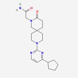 molecular formula C20H29N5O2 B5587135 2-[9-(4-cyclopentylpyrimidin-2-yl)-3-oxo-2,9-diazaspiro[5.5]undec-2-yl]acetamide 
