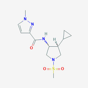 molecular formula C13H20N4O3S B5587136 N-[(3R*,4S*)-4-cyclopropyl-1-(methylsulfonyl)-3-pyrrolidinyl]-1-methyl-1H-pyrazole-3-carboxamide 
