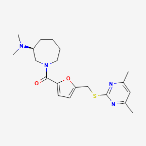 molecular formula C20H28N4O2S B5587178 (3S)-1-(5-{[(4,6-dimethylpyrimidin-2-yl)thio]methyl}-2-furoyl)-N,N-dimethylazepan-3-amine 