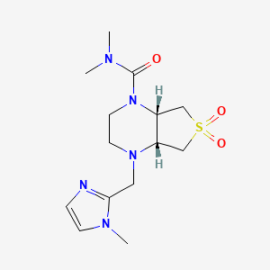 molecular formula C14H23N5O3S B5587196 (4aR*,7aS*)-N,N-dimethyl-4-[(1-methyl-1H-imidazol-2-yl)methyl]hexahydrothieno[3,4-b]pyrazine-1(2H)-carboxamide 6,6-dioxide 