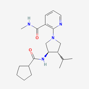 molecular formula C20H30N4O2 B5587205 2-{rel-(3R,4S)-3-[(cyclopentylcarbonyl)amino]-4-isopropyl-1-pyrrolidinyl}-N-methylnicotinamide hydrochloride 