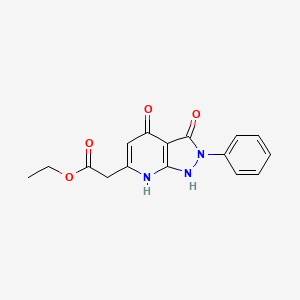 molecular formula C16H15N3O4 B5587208 ethyl (3,4-dioxo-2-phenyl-2,3,4,7-tetrahydro-1H-pyrazolo[3,4-b]pyridin-6-yl)acetate 
