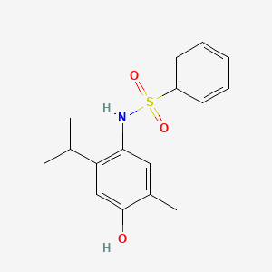 molecular formula C16H19NO3S B5587217 N-(4-hydroxy-2-isopropyl-5-methylphenyl)benzenesulfonamide 