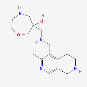 molecular formula C16H26N4O2 B5587238 6-({[(3-methyl-5,6,7,8-tetrahydro-2,7-naphthyridin-4-yl)methyl]amino}methyl)-1,4-oxazepan-6-ol dihydrochloride 