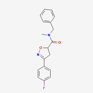 molecular formula C18H17FN2O2 B5587267 N-benzyl-3-(4-fluorophenyl)-N-methyl-4,5-dihydro-5-isoxazolecarboxamide 