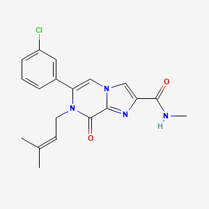 molecular formula C19H19ClN4O2 B5587341 6-(3-chlorophenyl)-N-methyl-7-(3-methylbut-2-en-1-yl)-8-oxo-7,8-dihydroimidazo[1,2-a]pyrazine-2-carboxamide 