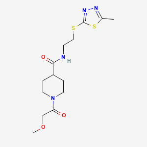 molecular formula C14H22N4O3S2 B5587379 1-(methoxyacetyl)-N-{2-[(5-methyl-1,3,4-thiadiazol-2-yl)thio]ethyl}-4-piperidinecarboxamide 