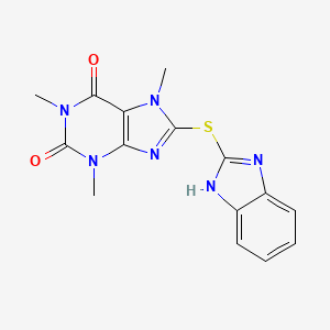 molecular formula C15H14N6O2S B5587395 8-(1H-benzimidazol-2-ylthio)-1,3,7-trimethyl-3,7-dihydro-1H-purine-2,6-dione 