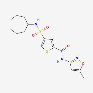 molecular formula C16H21N3O4S2 B5587417 4-[(cycloheptylamino)sulfonyl]-N-(5-methyl-3-isoxazolyl)-2-thiophenecarboxamide 