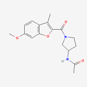 molecular formula C17H20N2O4 B5587461 N-{1-[(6-甲氧基-3-甲基-1-苯并呋喃-2-基)羰基]-3-吡咯烷基}乙酰胺 