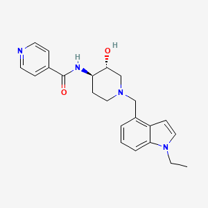 molecular formula C22H26N4O2 B5587464 N-{(3R*,4R*)-1-[(1-乙基-1H-吲哚-4-基)甲基]-3-羟基哌啶-4-基}异烟酰胺 