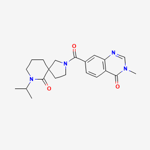 molecular formula C21H26N4O3 B5587466 7-[(7-isopropyl-6-oxo-2,7-diazaspiro[4.5]dec-2-yl)carbonyl]-3-methylquinazolin-4(3H)-one 