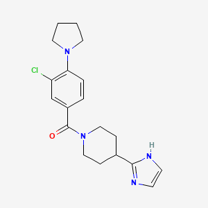 molecular formula C19H23ClN4O B5587468 1-[3-chloro-4-(1-pyrrolidinyl)benzoyl]-4-(1H-imidazol-2-yl)piperidine 