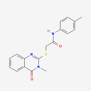molecular formula C18H17N3O2S B5587496 2-[(3-methyl-4-oxo-3,4-dihydro-2-quinazolinyl)thio]-N-(4-methylphenyl)acetamide 