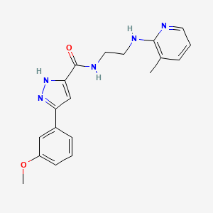 molecular formula C19H21N5O2 B5587498 3-(3-甲氧基苯基)-N-{2-[(3-甲基-2-吡啶基)氨基]乙基}-1H-吡唑-5-甲酰胺 