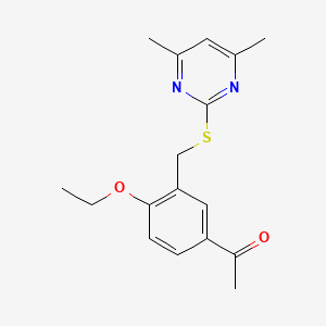 molecular formula C17H20N2O2S B5587506 1-(3-{[(4,6-dimethyl-2-pyrimidinyl)thio]methyl}-4-ethoxyphenyl)ethanone 