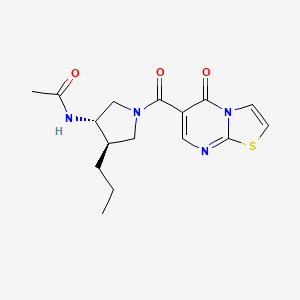 molecular formula C16H20N4O3S B5587519 N-{(3S*,4R*)-1-[(5-oxo-5H-[1,3]thiazolo[3,2-a]pyrimidin-6-yl)carbonyl]-4-propyl-3-pyrrolidinyl}acetamide 