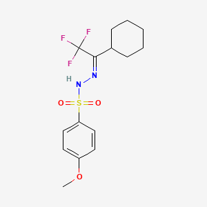 molecular formula C15H19F3N2O3S B5587522 N'-(1-cyclohexyl-2,2,2-trifluoroethylidene)-4-methoxybenzenesulfonohydrazide 