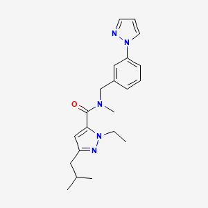 molecular formula C21H27N5O B5587536 1-ethyl-3-isobutyl-N-methyl-N-[3-(1H-pyrazol-1-yl)benzyl]-1H-pyrazole-5-carboxamide 