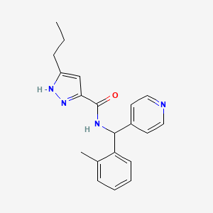 molecular formula C20H22N4O B5587559 N-[(2-甲苯基)(4-吡啶基)甲基]-3-丙基-1H-吡唑-5-甲酰胺 