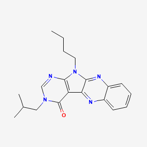 molecular formula C20H23N5O B5587580 11-butyl-3-isobutyl-3,11-dihydro-4H-pyrimido[5',4':4,5]pyrrolo[2,3-b]quinoxalin-4-one 