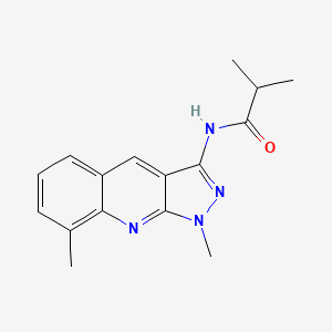 molecular formula C16H18N4O B5587590 N-(1,8-dimethyl-1H-pyrazolo[3,4-b]quinolin-3-yl)-2-methylpropanamide 