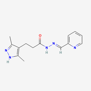 molecular formula C14H17N5O B5587611 3-(3,5-dimethyl-1H-pyrazol-4-yl)-N'-(2-pyridinylmethylene)propanohydrazide 