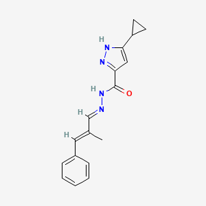 molecular formula C17H18N4O B5587619 3-cyclopropyl-N'-(2-methyl-3-phenyl-2-propen-1-ylidene)-1H-pyrazole-5-carbohydrazide 