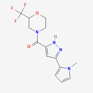 molecular formula C14H15F3N4O2 B5587625 4-{[3-(1-methyl-1H-pyrrol-2-yl)-1H-pyrazol-5-yl]carbonyl}-2-(trifluoromethyl)morpholine 