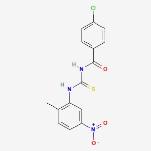 molecular formula C15H12ClN3O3S B5587632 4-chloro-N-{[(2-methyl-5-nitrophenyl)amino]carbonothioyl}benzamide 