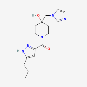 molecular formula C16H23N5O2 B5587649 4-(1H-咪唑-1-基甲基)-1-[(3-丙基-1H-吡唑-5-基)羰基]-4-哌啶醇 