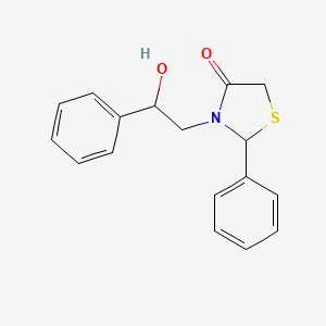 molecular formula C17H17NO2S B5587681 3-(2-hydroxy-2-phenylethyl)-2-phenyl-1,3-thiazolidin-4-one 
