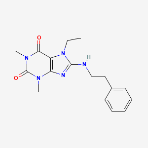 molecular formula C17H21N5O2 B5587691 7-ethyl-1,3-dimethyl-8-[(2-phenylethyl)amino]-3,7-dihydro-1H-purine-2,6-dione 