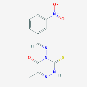 molecular formula C11H9N5O3S B5587730 6-methyl-4-[(3-nitrobenzylidene)amino]-3-thioxo-3,4-dihydro-1,2,4-triazin-5(2H)-one 