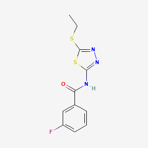 molecular formula C11H10FN3OS2 B5587737 N-[5-(ethylthio)-1,3,4-thiadiazol-2-yl]-3-fluorobenzamide 
