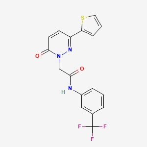 molecular formula C17H12F3N3O2S B5587796 2-[6-oxo-3-(2-thienyl)-1(6H)-pyridazinyl]-N-[3-(trifluoromethyl)phenyl]acetamide 