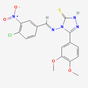molecular formula C17H14ClN5O4S B5587799 4-[(4-chloro-3-nitrobenzylidene)amino]-5-(3,4-dimethoxyphenyl)-4H-1,2,4-triazole-3-thiol 