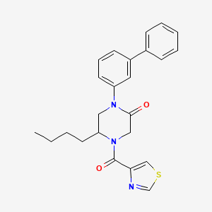 molecular formula C24H25N3O2S B5587805 1-(3-biphenylyl)-5-butyl-4-(1,3-thiazol-4-ylcarbonyl)-2-piperazinone 