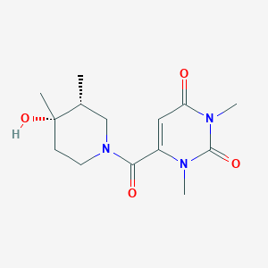 6-{[(3R*,4S*)-4-hydroxy-3,4-dimethylpiperidin-1-yl]carbonyl}-1,3-dimethylpyrimidine-2,4(1H,3H)-dione